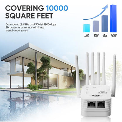 6-Antenna WiFi Booster, 5G/2.4G– 1200Mbps Dual Band